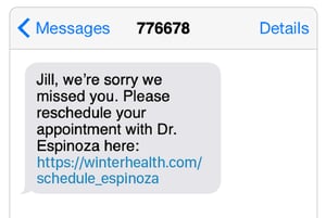 Patient Rescheduling Text Message Example