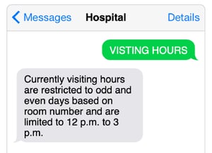 Inpatient Communication Text Message Example
