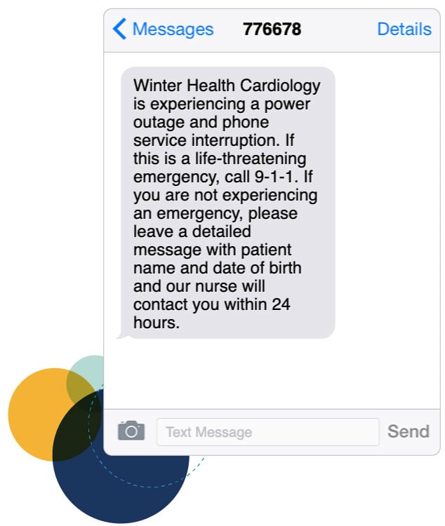 patient text message with contact instructions
